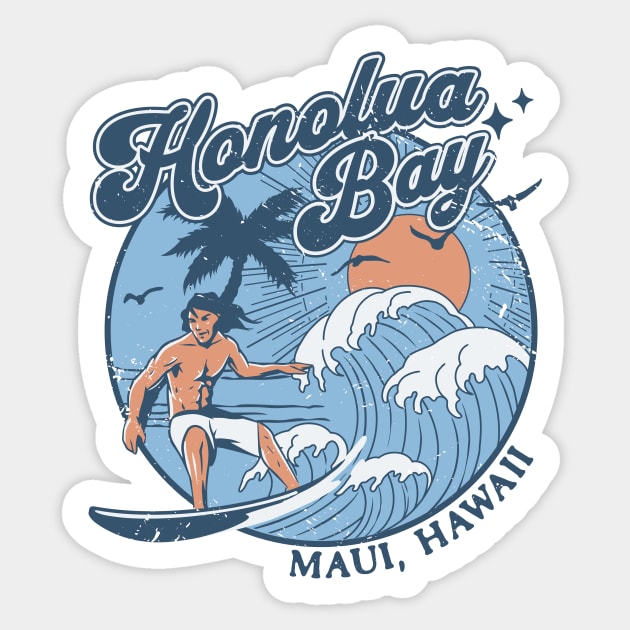 1970s Vintage Surfing Hanalei Bay, Kauai' Hawaii Retro Sunset // Old School Surfer // Surf Hawaii Sticker by Now Boarding